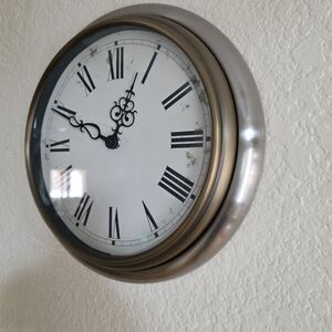 Elegant Silver and Bronze Wall Clock